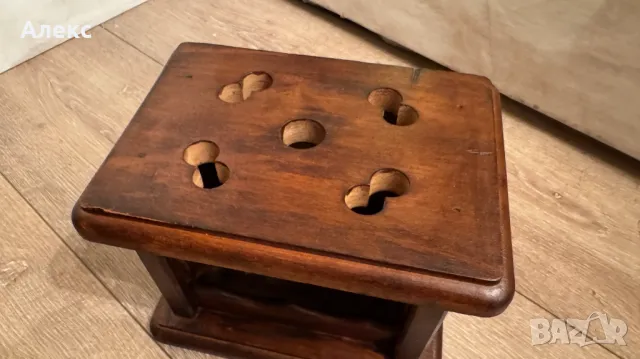 Масивна винтидж дървена кутия, свещник, 1.7кг, снимка 3 - Антикварни и старинни предмети - 49327510