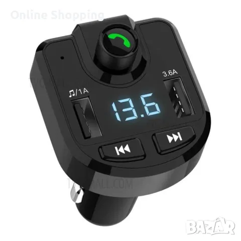 Нов Блутут Хендсфри Трансмитер с вграден Волтметър, зарядно 12-24V