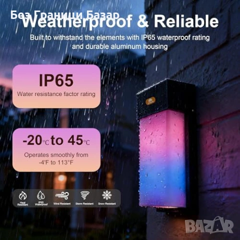 Нови 2 броя лампа LED външно осветление RGBIC 1500LM Alexa WiFi IP65, снимка 2 - Лед осветление - 54312499