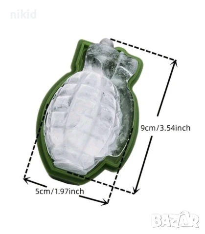 3D Граната лимонка бомба 2 части силиконов молд форма декорация торта фондан шоколад лед гипс, снимка 4 - Форми - 20814986