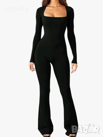 Дамски черен секси гащеризон чарлстон