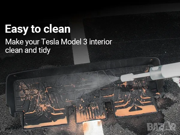 Tesla Model 3 к-кт от 6 части 3D всезонни трислойни стелки и корита багажници, снимка 11 - Аксесоари и консумативи - 49331371