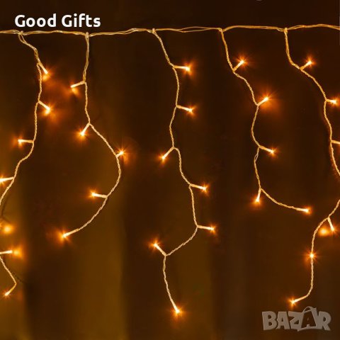 Коледни лампички Завеса, 288 LED, Наситено Топло бяло, С програми