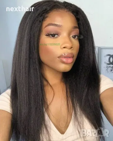 Yaki Kinky дълга черна перука с дантела лейс фронт , снимка 7 - Аксесоари за коса - 49863976