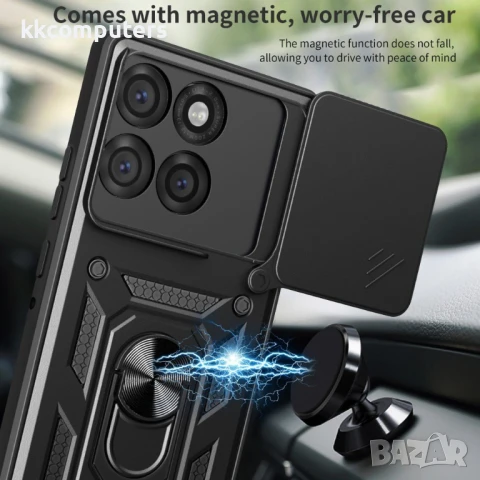 Motorola Edge 60 Pro 5G Удароустойчив Ring Holder with Slide Camera Protector Калъф и Протектор, снимка 13 - Калъфи, кейсове - 50657210
