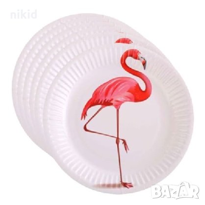 Фламинго 10 бр големи картонени парти чинии чинийки