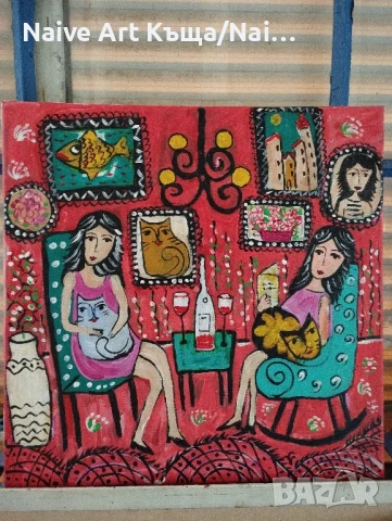 Картина платно маслени акрилни бои размер 42/42, снимка 3 - Картини - 51062865