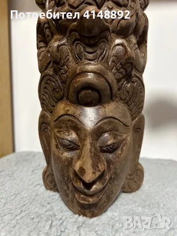 Азиатска дървена маска със змии, снимка 2 - Декорация за дома - 48479947