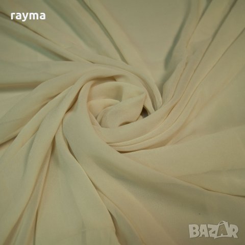 Плат италианска светло бежова коприна – жоржет шифон, снимка 4 - Рокли - 34922962