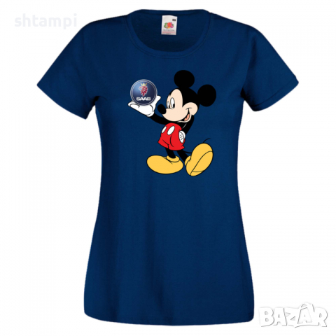 Дамска тениска Mickey Mouse SAAB .Подарък,Изненада,, снимка 6 - Тениски - 36528878