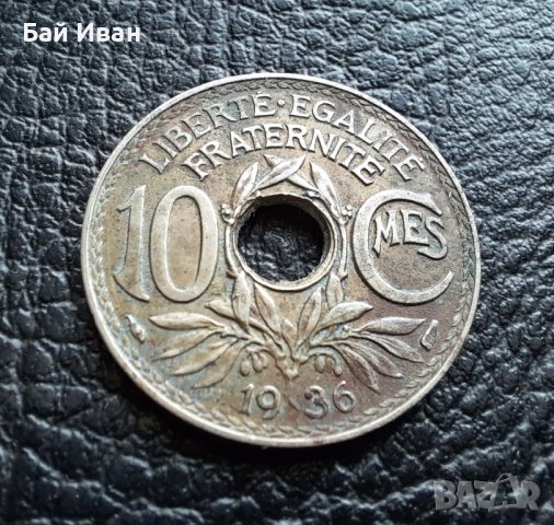 Стара монета 10 сантима 1936 г. Франция - топ !, снимка 6 - Нумизматика и бонистика - 42211418