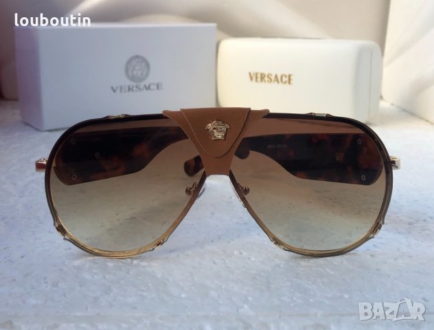 Versace 2020 унисекс слънчеви очила с кожа дамски,мъжки слънчеви очила, снимка 3 - Слънчеви и диоптрични очила - 30678420