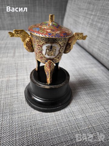 емайл и бронз  китйска чаша за чай , снимка 6 - Чаши - 44489008