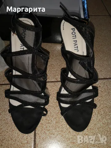 Нови черни официални сандали Poti Pati с мрежичка, снимка 3 - Сандали - 49968680