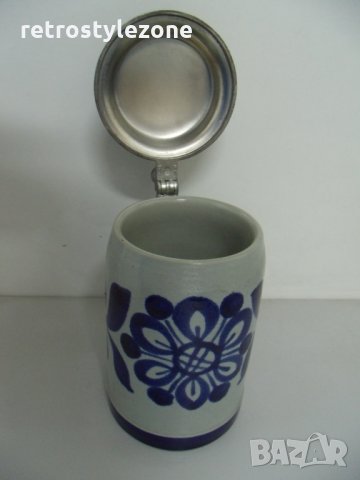 № 5633 стара порцеланова халба с метален капак   - надпис / маркировка  - размери - височина 16 см ,, снимка 3 - Други ценни предмети - 34297848