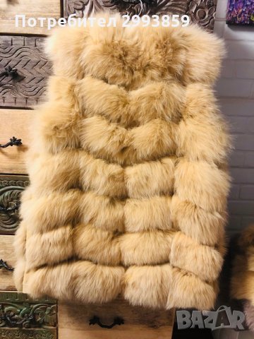 Елек естествена кожа лисица 70см*камел, снимка 5 - Елеци - 32013324