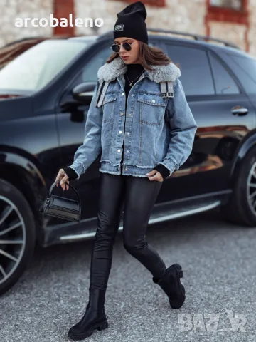 FURDENIM Дамско дънково яке с косъм , снимка 2 - Якета - 47709772