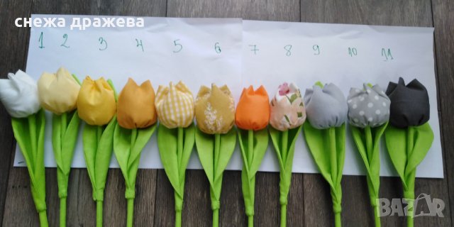 Текстилни лалета, снимка 6 - Изкуствени цветя - 24074189