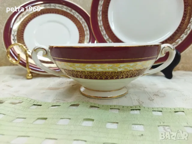 Троен порцеланов сет на MYOTT с купа с две дръжки, снимка 4 - Други ценни предмети - 49006429