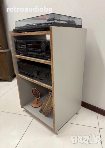 💥HIFI аудио рак шкаф с колелца за 3 компонентаи място за грамофонни плочи💥, снимка 2 - Аудиосистеми - 52401742