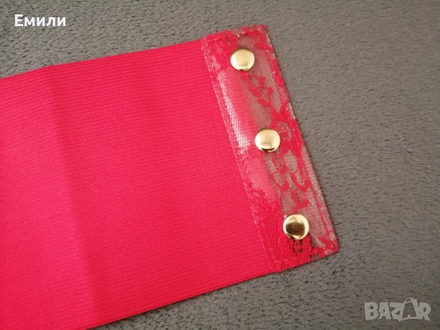 Червен дантелен корсет колан за талия със сатенени връзки , снимка 12 - Корсети, бюстиета, топове - 42050632