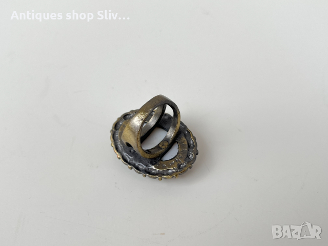 Ръчно изработен пръстен с порцелан. №2210, снимка 3 - Антикварни и старинни предмети - 36419229