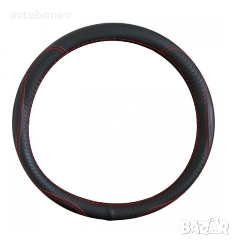 Калъф за волан - 2019 - черен с червен конец М-38см
