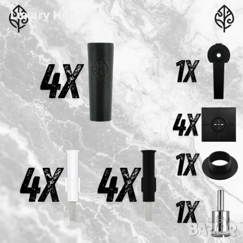 Комплект закачалки за скрит монтаж от плочка - Къси (4 броя) , снимка 2 - Други стоки за дома - 53993837