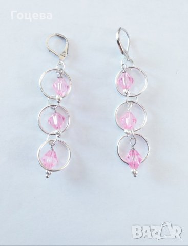 Много красиви и стилни обеци в нежно розово и сребърно от новата ни колекция, снимка 2 - Обеци - 29345201