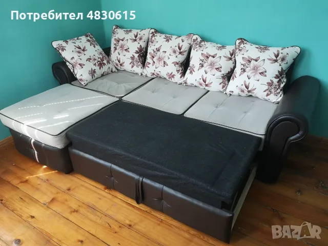 Разтегателен диван с лежанка и ракла, снимка 3 - Дивани и мека мебел - 56337470