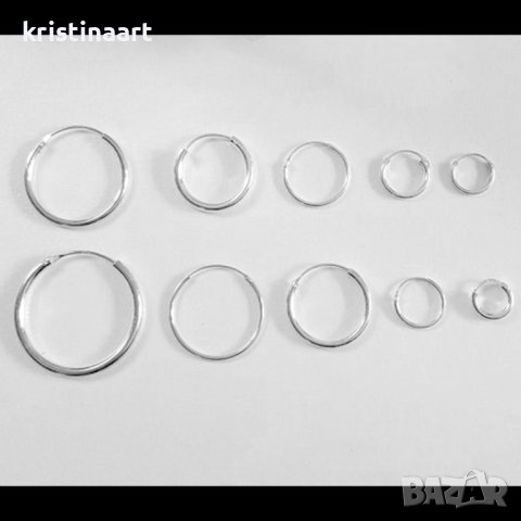 Сребърни обеци халки с диаметър 13мм, снимка 2 - Обеци - 40355247