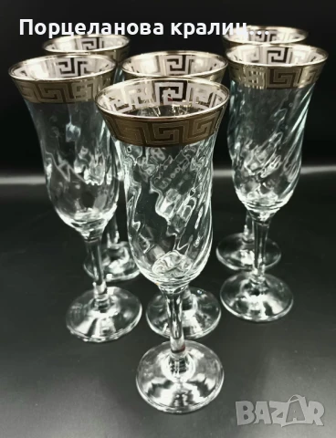 Елегантен комплект от 6 чаши за шампанско Versace, снимка 2 - Чаши - 51044911