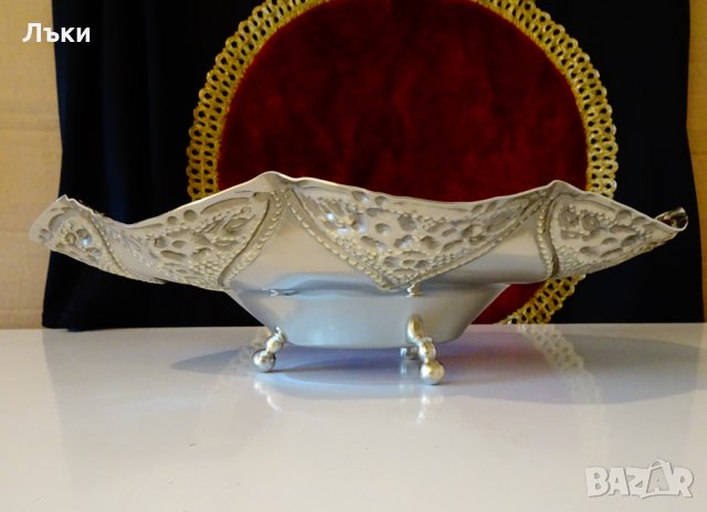 Посребрена бронзова фруктиера,Gold 24k Deloux. , снимка 2 - Антикварни и старинни предмети - 35649310