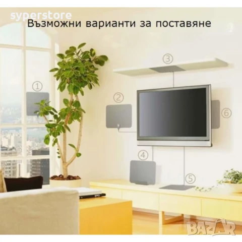 Антена за телевизор Digital One SP01086, цифрова, плоска, за ефирна телевизия, с вграден усилвател, снимка 6 - Приемници и антени - 50467137