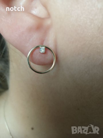 Златни обеци с циркони, снимка 6 - Обеци - 38507446