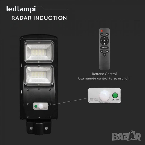 Соларнo LED Улично Тяло ST120 Сензор Студено Бяла Светлина, снимка 3 - Соларни лампи - 49432338