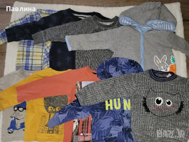 Лот от 9 Бебешки Блузки с Дълъг Ръкав - 12-18м