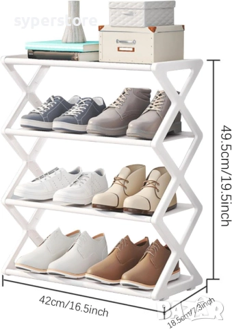 Стелаж за обувки до 8 чифта висок Digital One SP01128. етажерка за обувки, 4 нива бяла, снимка 2 - Етажерки - 52387735