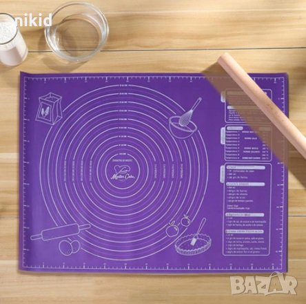 45x60cm грамадна разграфена незалепваща силиконова подложка килим разточване точене месене печене, снимка 2 - Аксесоари за кухня - 29483144