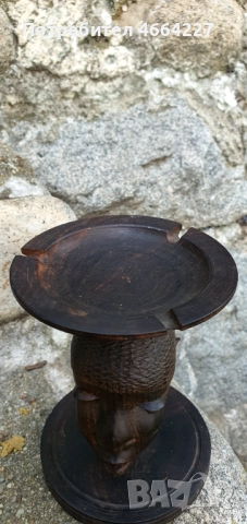 Ръчно изработен африкански дървен пепелник , снимка 5 - Антикварни и старинни предмети - 52585223