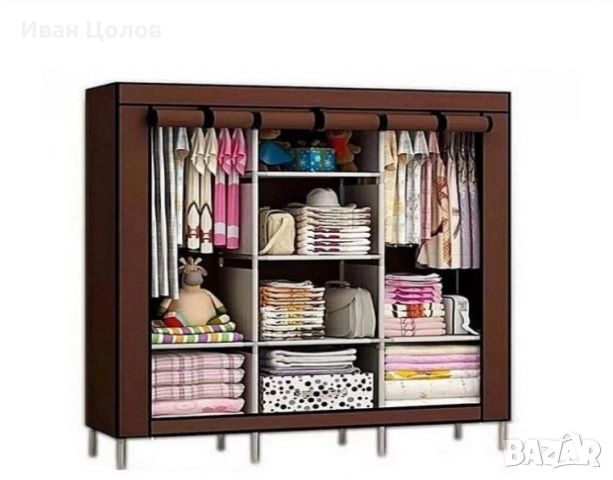 Спален гардероб с цип и 3 разделения; Цвят: Кафяв; Размери: Ширина : 45 см, Дължина: 130 см, Височин, снимка 1