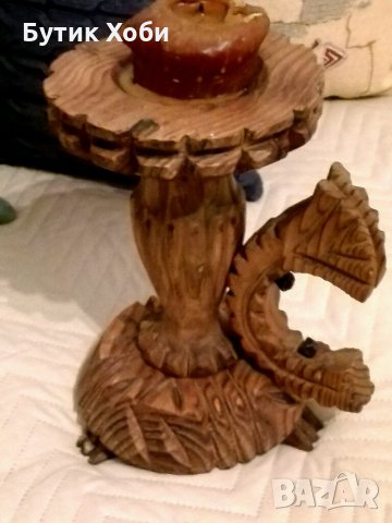 Уникален свещник дърворезба, снимка 2 - Други - 33934932