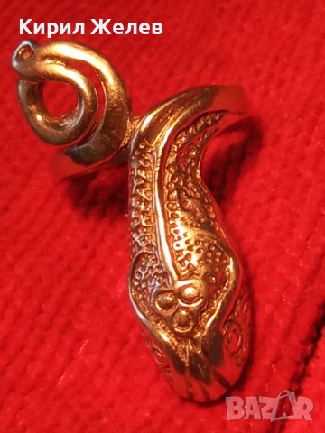 ЗМИЕВИДЕН СРЕБЪРЕН ФИГУРАЛЕН РЯДЪК АРТ ПРЪСТЕН СРЕБРО 925 с БЯЛА ПОЗЛАТА ФЕШЪН БИЖУ 35018, снимка 18 - Пръстени - 39507736