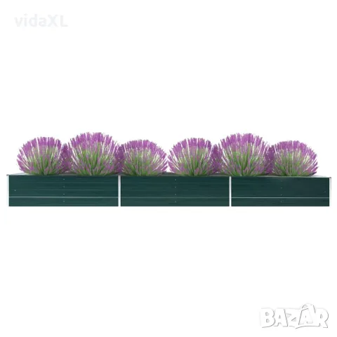 vidaXL Градинска висока леха поцинкована стомана 480x80x45 см зелена, снимка 2 - Саксии и кашпи - 56147593