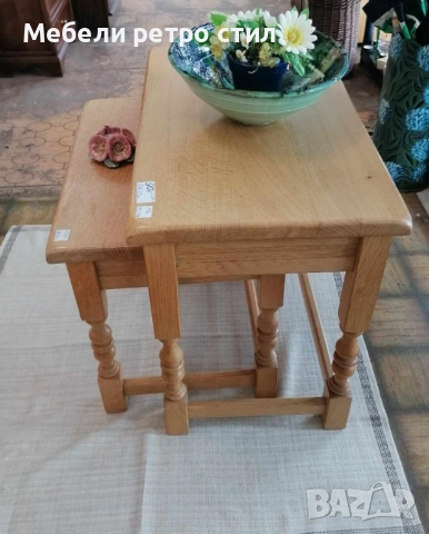 Стилен к-кт помощни масички ''2в1''. Изработени от масивно дърво, с изящни струговани крака., снимка 3 - Маси - 54206090