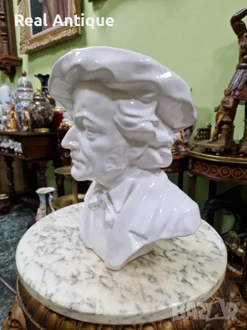 Голям антикварен колекционерски порцеланов бюст фигура статуетка , снимка 7 - Статуетки - 50153925