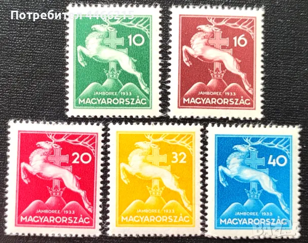 Унгария, 1933 г. - пълна серия чисти марки, 5*27