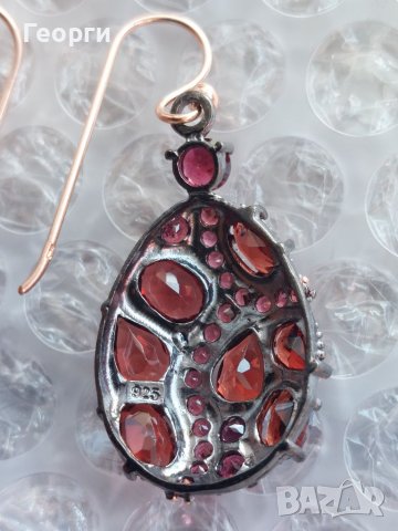 Уникално красиви ръчно изработени сребърни обеци с Гранати и Рубини, снимка 2 - Обеци - 37787374