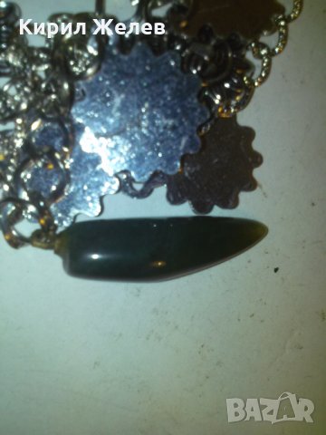 СРЕБРИСТО КОЛИЕ с ПОЛУСКЪПОЦЕНЕН КАМЪК МЕДАЛЬОН 9274, снимка 4 - Колиета, медальони, синджири - 29844059