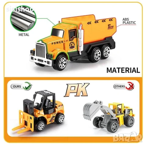 Комплект 2-в-1: Гигантски камион-транспортьор и мини строителна техника 4740, снимка 7 - Коли, камиони, мотори, писти - 53942602